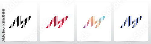 Stripes Vertical Parallel Italic Letter Initial Logo Design M