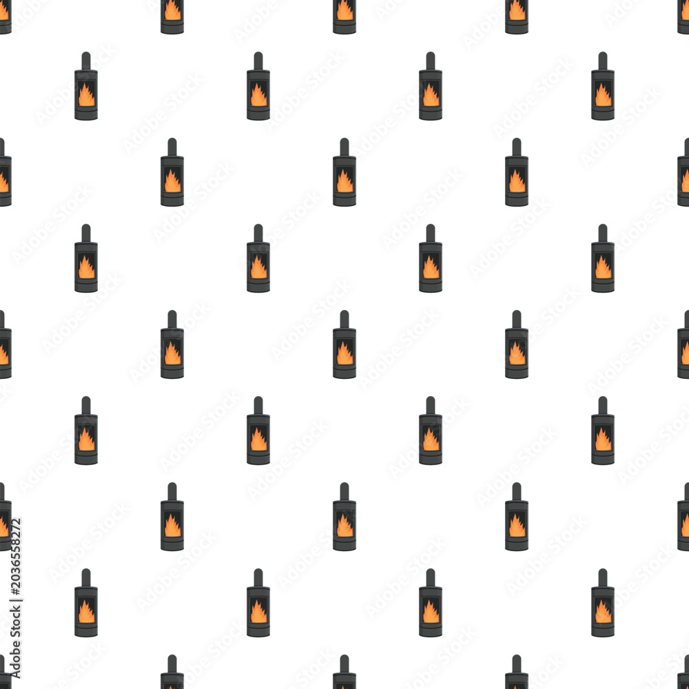 Fototapeta premium Black wood stoves with burning fire creating a repeating pattern