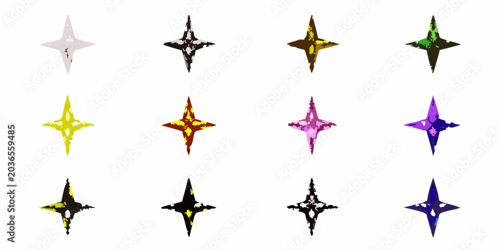 Fototapeta premium Glitter textured Starbursts Arrangement Vector Illustration On White Background