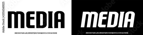 Tableau sur toile Media italic font, ultra bold heavy weight display alphabet font for food packag