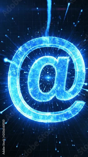 Glowing blue email symbol technology.
