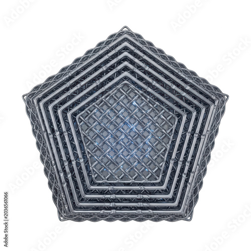 Geometric Pentagon Grid with Metallic Texture