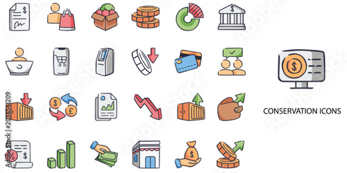 Conservation simple concept 24 color icons set .Vector illustration.
