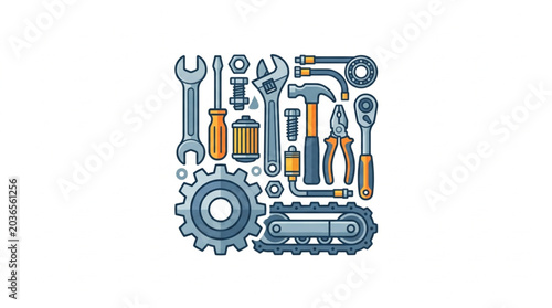Collection of various mechanical tools and parts for repair and construction.