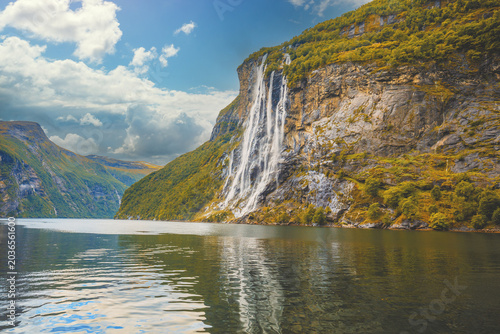 Seven Sisters Waterfall. Geiranger fjord.