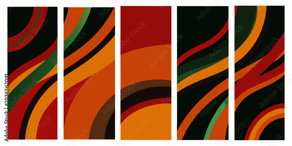 Foto Abstract Wave Pattern Set Vector Illustration With Warm Color Palette