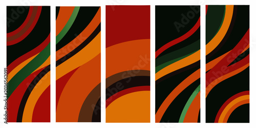 Tableau sur toile Abstract Wave Pattern Set Vector Illustration With Warm Color Palette