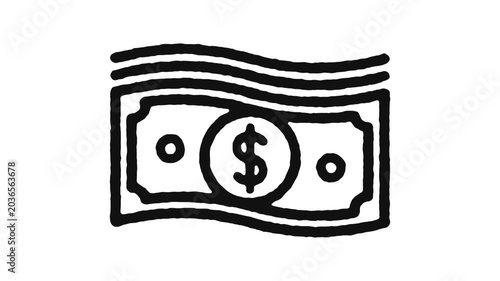 Animated Hand Drawn Money Icon With Alpha Channel
