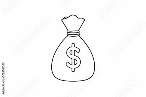 Simple money bag icon with dollar sign illustration