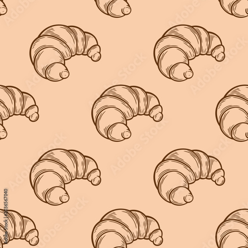 Seamless pattern with croissants