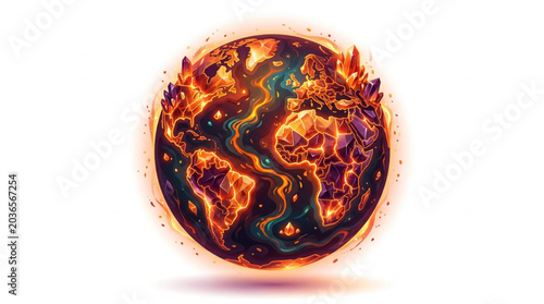 Photography Burning Planet Earth Global Warming Concept.