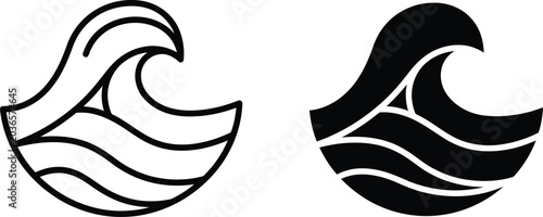 Schilderij op canvas Abstract wave and tide icons for marine and water branding projects