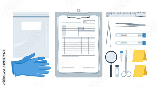 Medical examination tools and equipment.