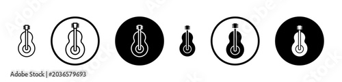 Photography Guitar icon filled flat and line versions