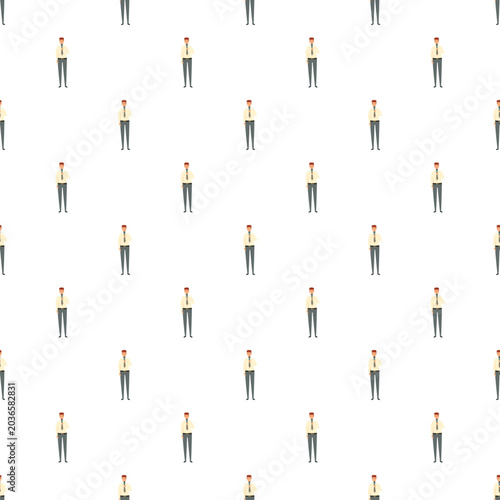 Photography Cartoon businessmen in a seamless pattern symbolizing uniformity and professiona