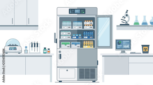 Medical Refrigerator for Laboratory Storage.