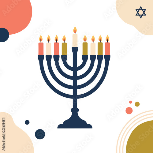 Bild auf Leinwand Menorah with lit candles Hanukkah 1.
