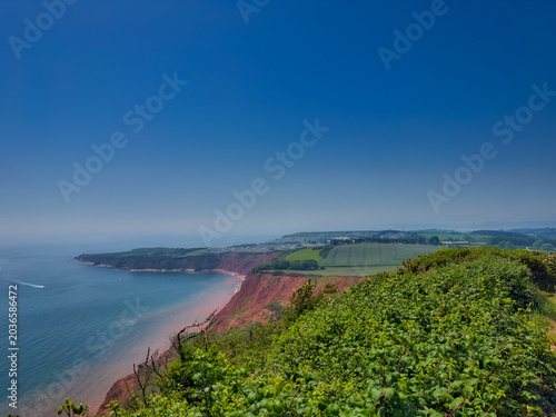 Coastal Beach and Sea Between Exmouth and Budleigh Salterton Devon England