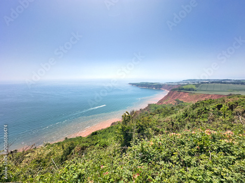 Coastal Beach and Sea Between Exmouth and Budleigh Salterton Devon England