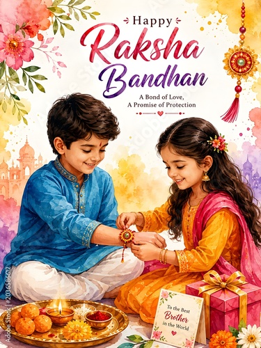 Grand Raksha Bandhan and Rakhi Celebration Artwork with Decorative Rakhis, Gifts, and Family Traditions