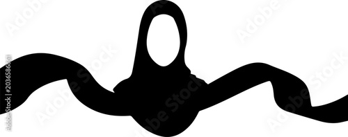 Tableau sur toile Vector style silhouette of a woman in traditional headscarf with abstract flowing elements, ideal for diversity and inclusion branding