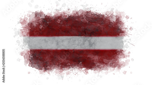 Bild auf Leinwand The flag of Latvia is vibrantly illustrated with a watercolor splash, providing an artistic and textured rendition of the Baltic nation's distinguished national symbol