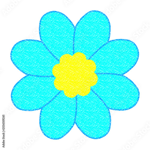 Blue Yellow Flower Handrawn Illustration 
