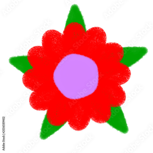 red flower with green leaves