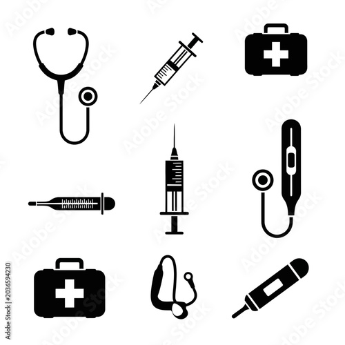 Minimal Medical Equipment and Healthcare Icon Collection