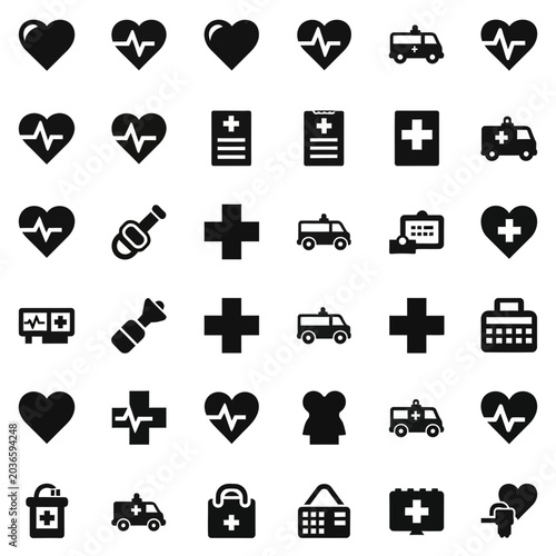 Healthcare Emergency and Hospital Icon Set Vector