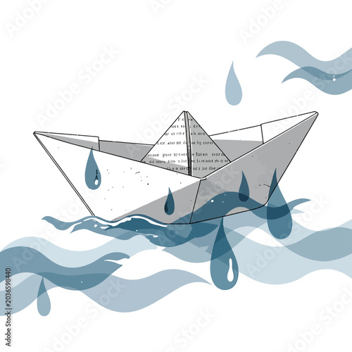 Photos Paper Boat in Rainy Weather Conditions.