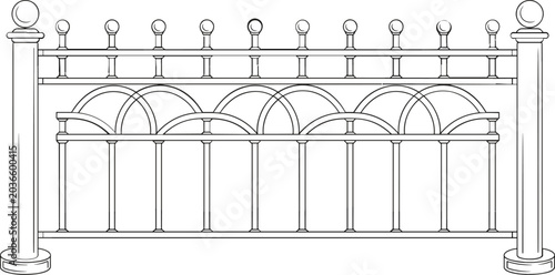 Εκτύπωση καμβά Vintage decorative metal fence vector illustration for architectural, garden and
