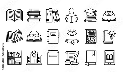Εκτύπωση καμβά Minimal literature and textbook outline icon vector collection with editable str