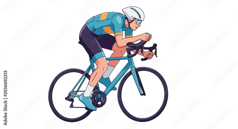 Obraz premium Professional cyclist riding a bicycle fast.