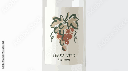 Foto Terra Vitis Red Wine Bottle Label.