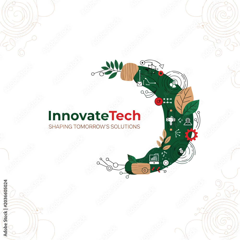 Fototapeta premium InnovateTech Logo Design Elements Combined.