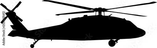 Foto Helicopter silhouette illustration with streamlined fuselage, rotor blades, and