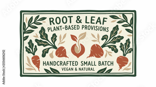 Foto Vegan natural handcrafted small batch label.