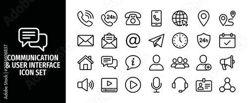 Фотография Communication and user interface line icon set collection of vector outline icon