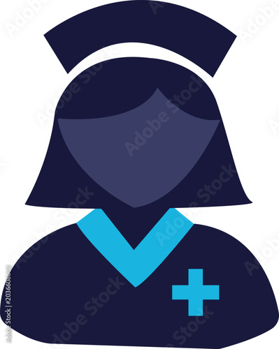 Nurse icon with blue uniform and cross on white background vector illustration eps