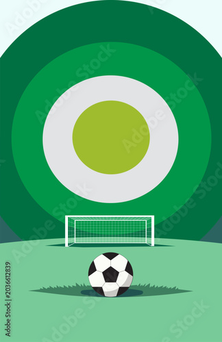Soccer Tournament Poster Background with Soccer Ball and Goal Vector