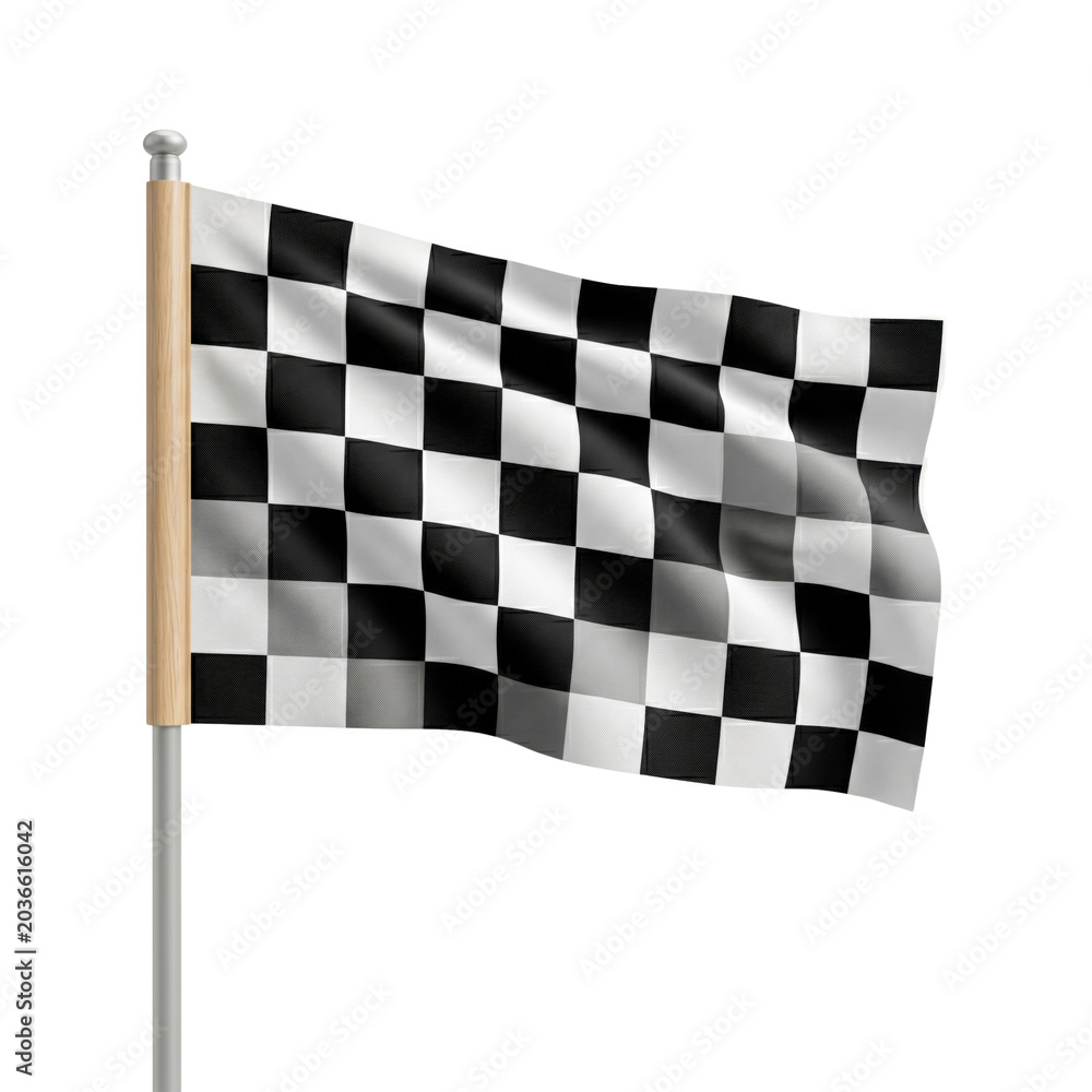 Obraz premium Waving black and white checkered race flag