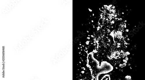 Konstfotografi Abstract water splash on black background, liquid droplets and spray texture, dy