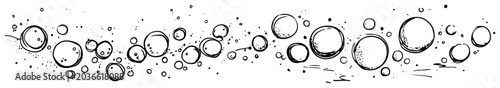 Photos Bubbles floating underwater in a wide panorama minimalist hand drawn sketch styl