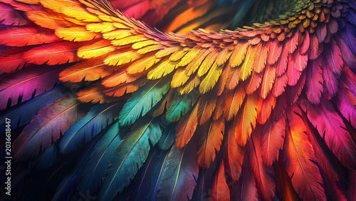 colorful wing feather texture background, bird