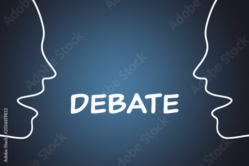 Debate Concept With Two Arguing Or Talking Heads