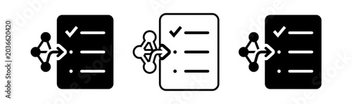 Fotografie Workflow automation icons three stage process depicting task completion data tra
