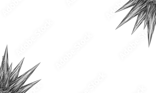 Fotografia Abstract sharp spiky crystal elements framing transparent background for modern graphics
