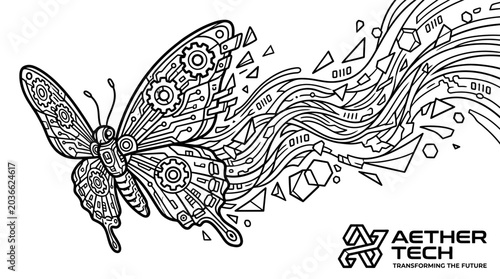 Billede på lærred A futuristic butterfly icon pack emerges from Aether Tech's innovative design studio environment
