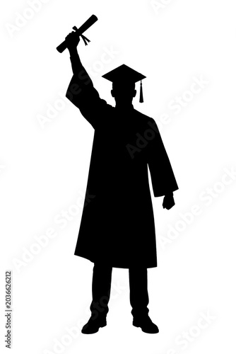 Graduate Diploma Celebration Silhouette Isolated Commencement Concept